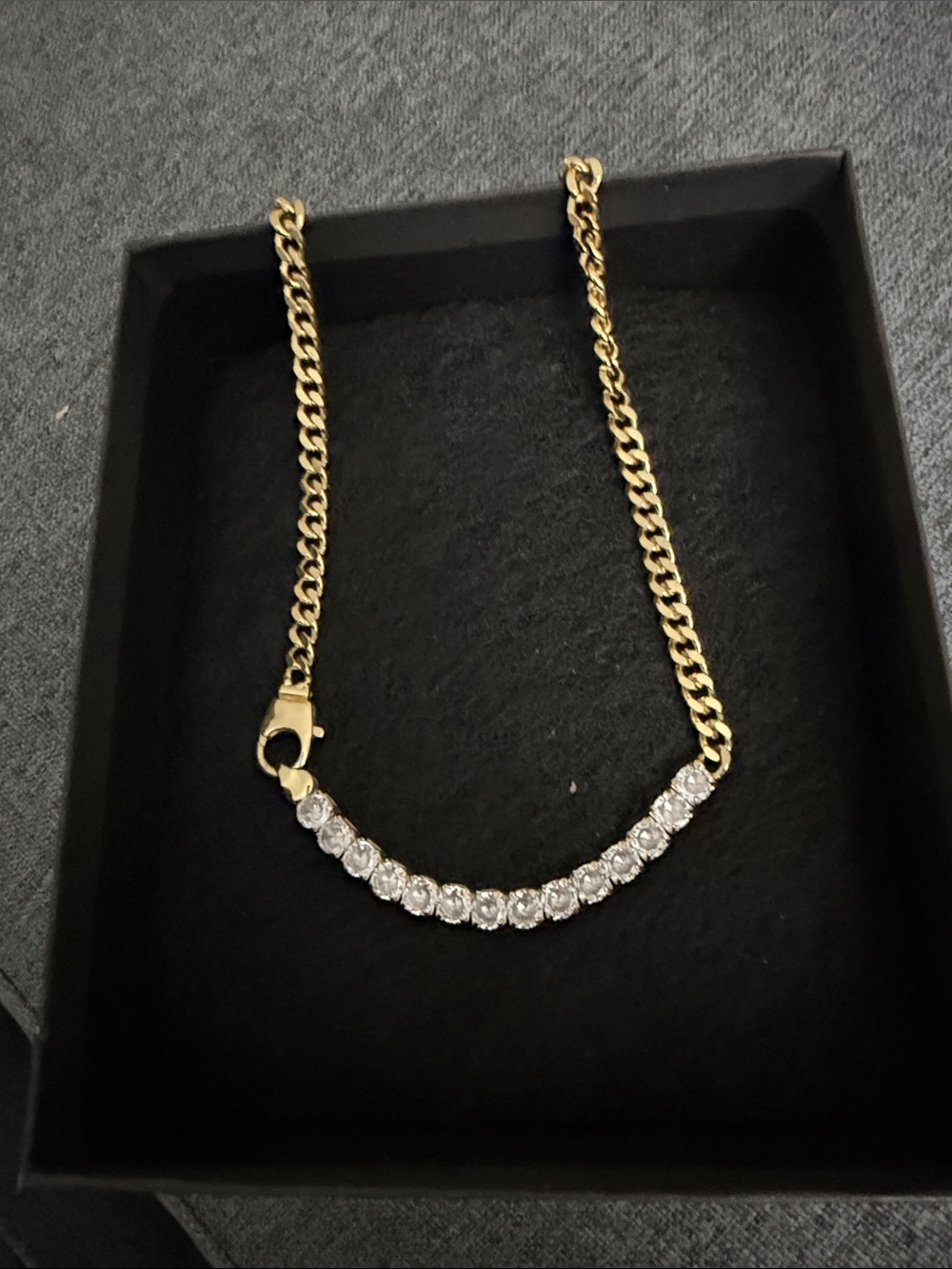 14K Gold Plated Chunky Chain Choker Necklace with CZ Stone